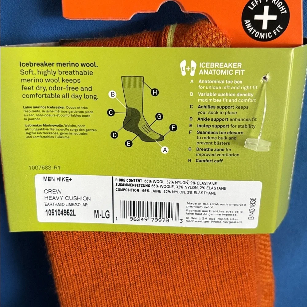 Icebreaker men’s  Hiking Socks - Orange